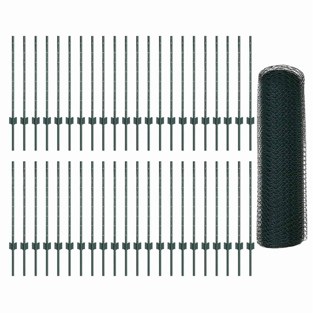 Hek Met Paal 0,8 X 100 M Staal En Pvc Groen 100 x 0,8 m hek (2,5 cm wandruimte)