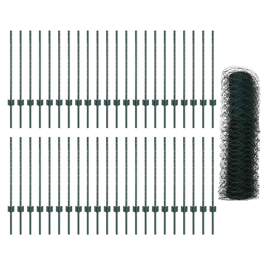 Hek Met Paal 0,8 X 100 M Staal En Pvc Groen 100 x 0,8 m omheining (5 cm breed gaas)