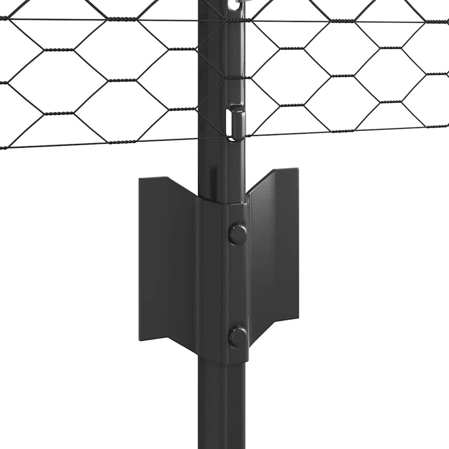Hek met Paal Grijs 0,8 x 10 m Staal en PVC