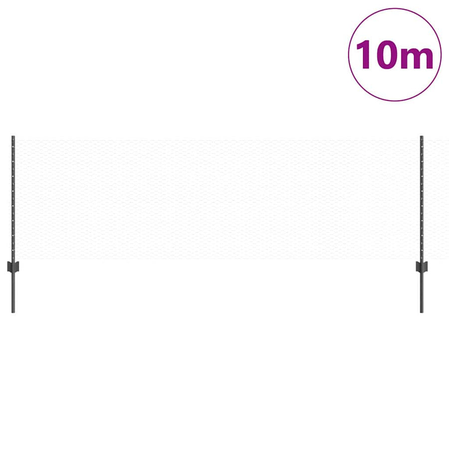 Hek met Paal Grijs 0,8 x 10 m Staal en PVC