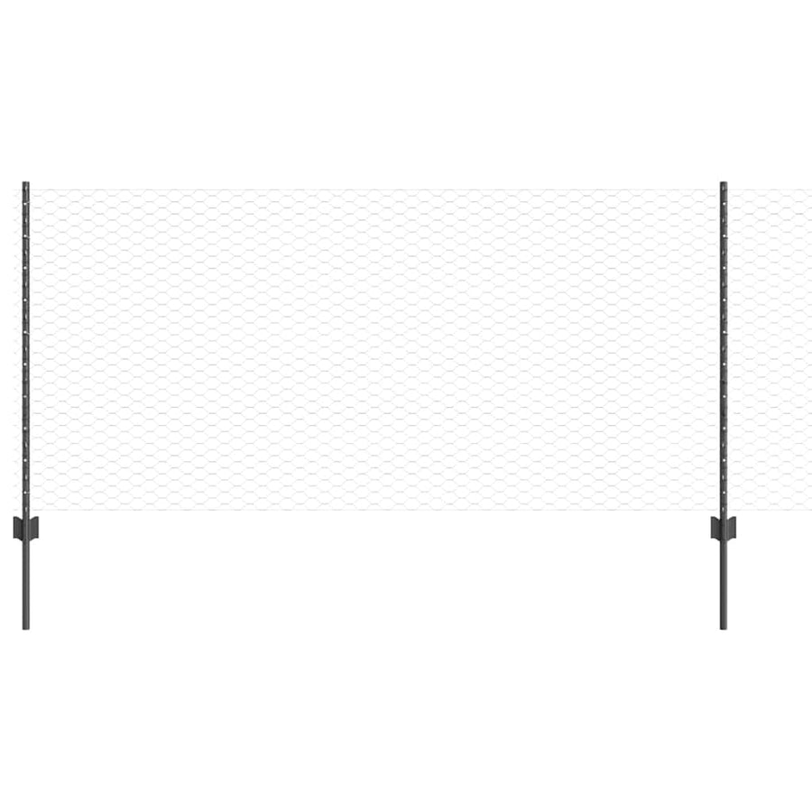 Hek met Paal Grijs 0,8 x 10 m Staal