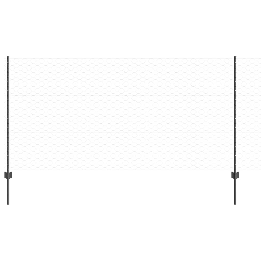 Hek met Paal Grijs 1,2 x 10 m Staal en PVC