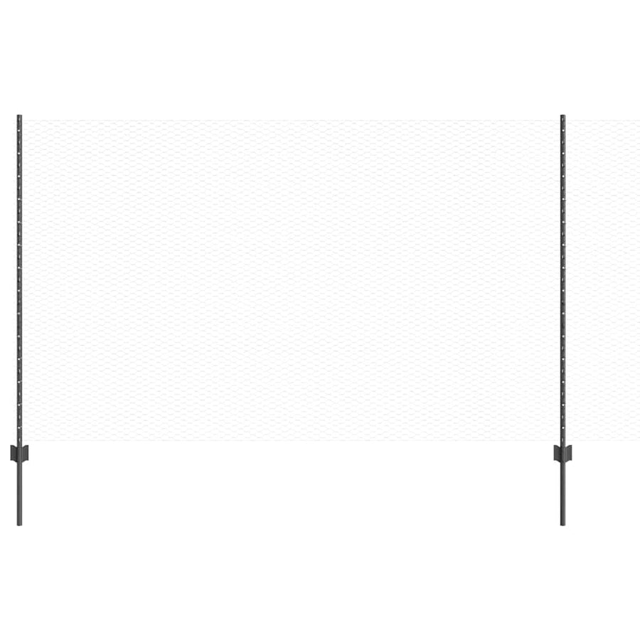 Hek met Paal Grijs 1,4 x 10 m Staal en PVC