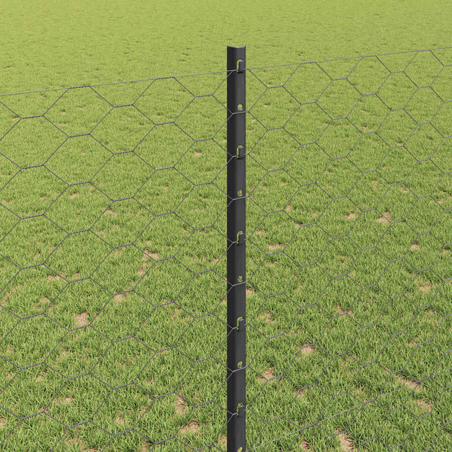 Hek met Paal Grijs 1,4 x 10 m Staal en PVC
