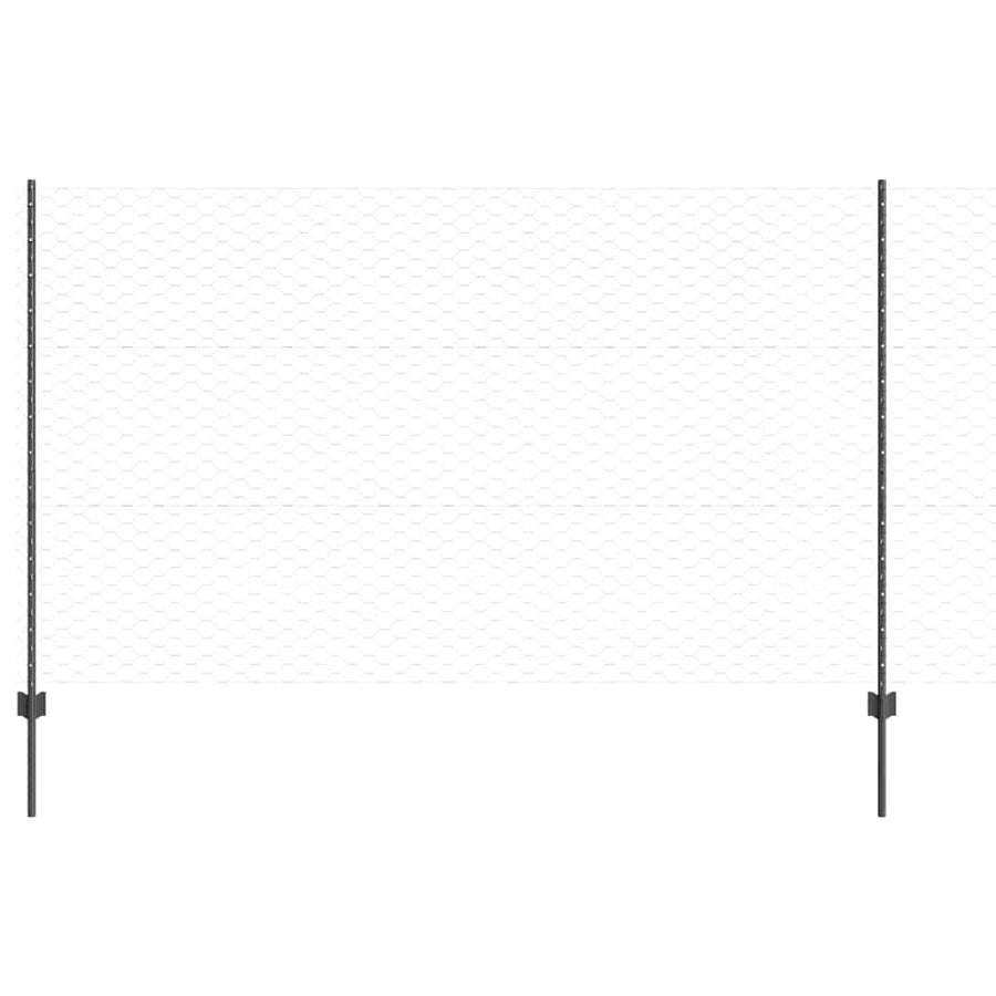 Hek met Paal Grijs 1,4 x 10 m Staal en PVC