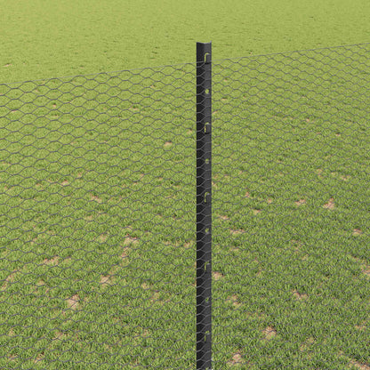 Hek met Paal Grijs 1,5 x 10 m Staal en PVC