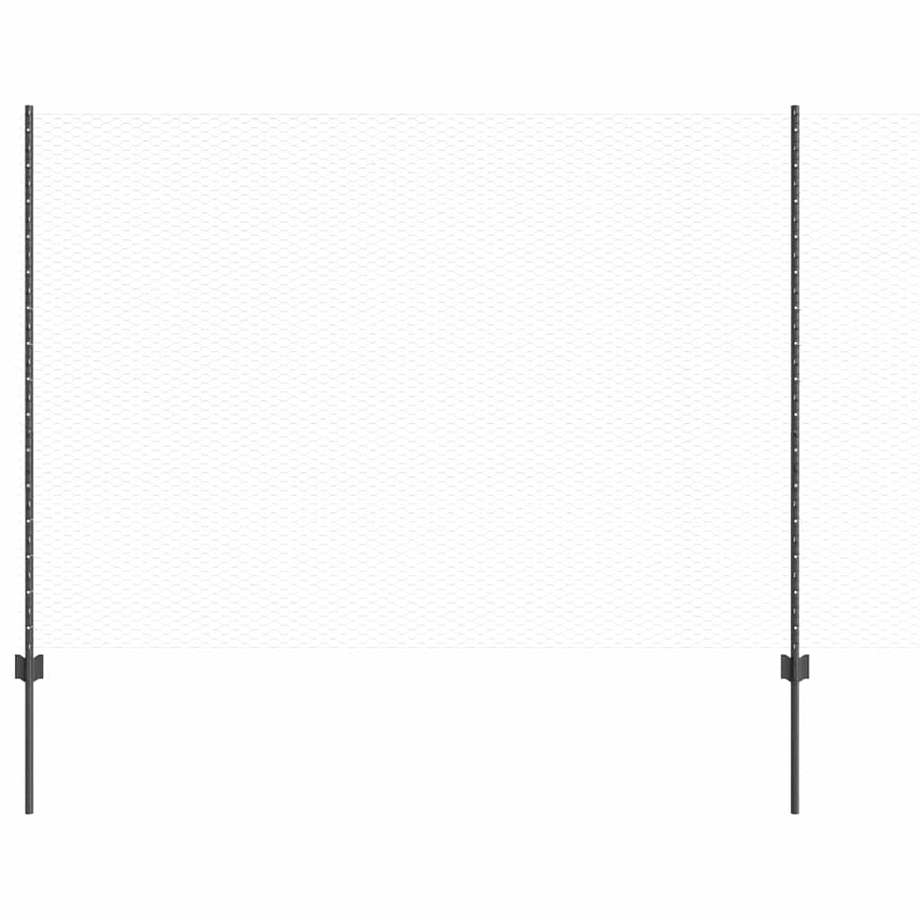 Hek met Paal Grijs 1,6 x 10 m Staal en PVC