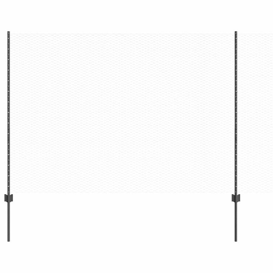 Hek met Paal Grijs 1,6 x 10 m Staal en PVC