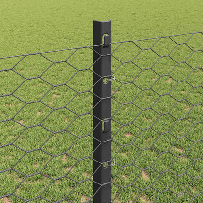 Hek met Paal Grijs 1,2 x 25 m Staal