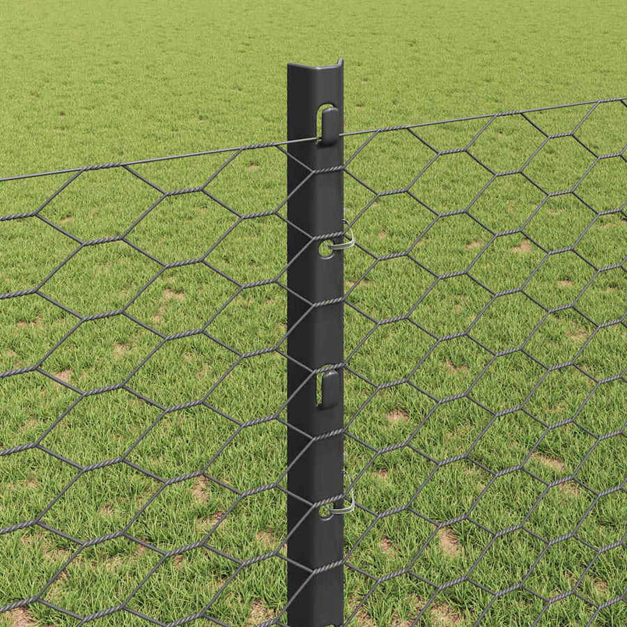 Hek met Paal Grijs 1,2 x 25 m Staal