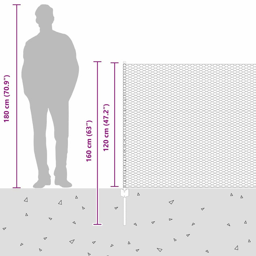 Hek met Paal Grijs 1,2 x 25 m Staal