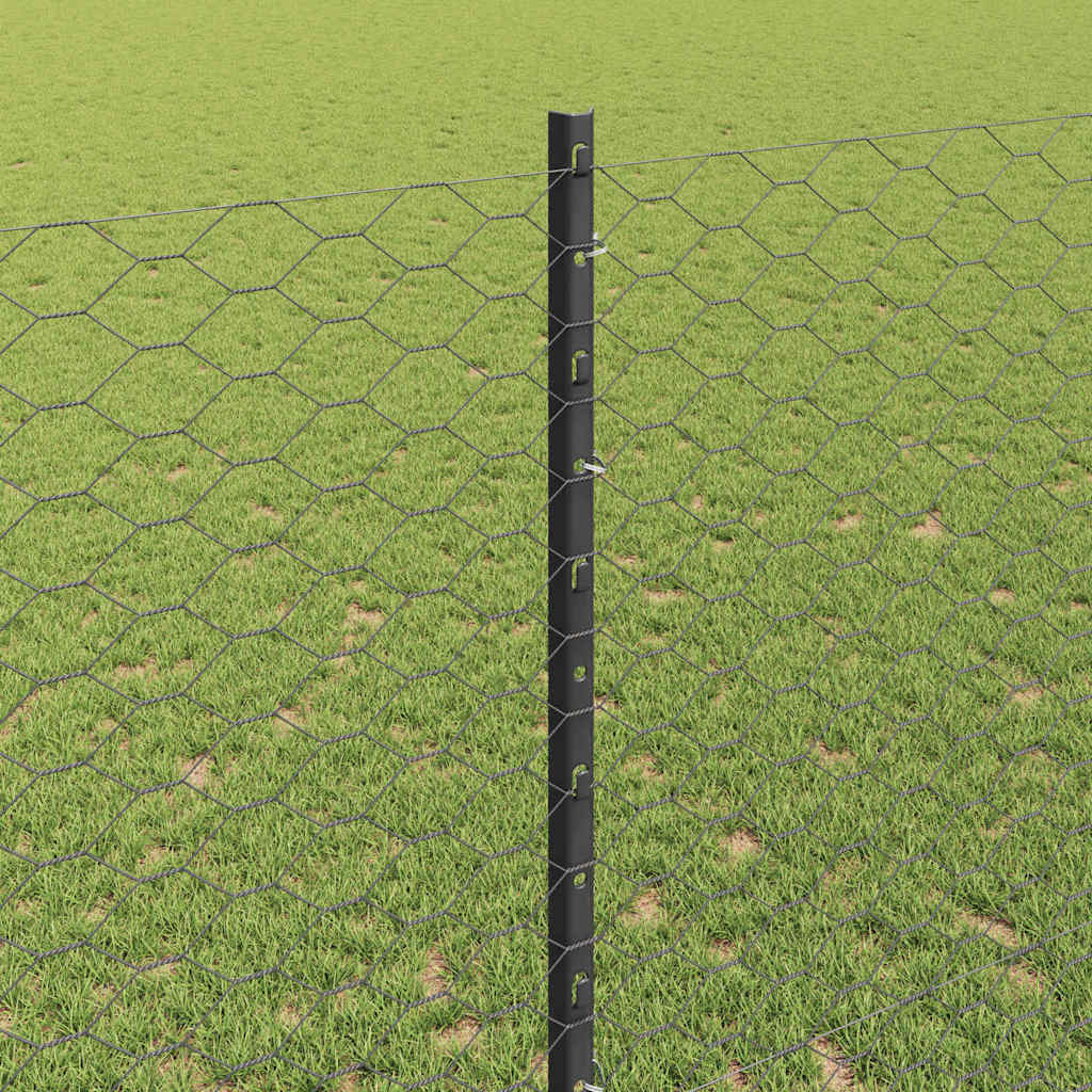 Hek met Paal Grijs 1,4 x 25 m Staal
