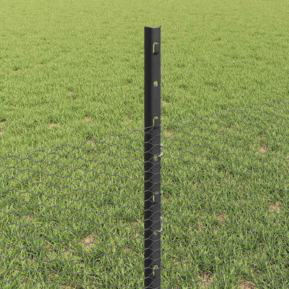 Hek met Paal Grijs 0,5 x 50 m Staal en PVC
