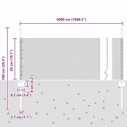 Hek met Paal Grijs 0,5 x 50 m Staal en PVC