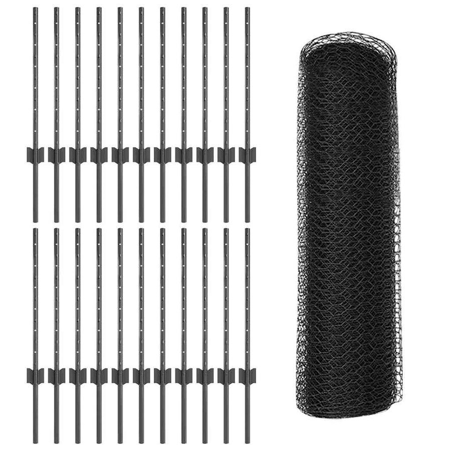 Hek met Paal Grijs 0,5 x 50 m Staal en PVC