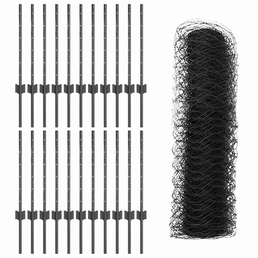 Hek met Paal Grijs 0,5 x 50 m Staal en PVC
