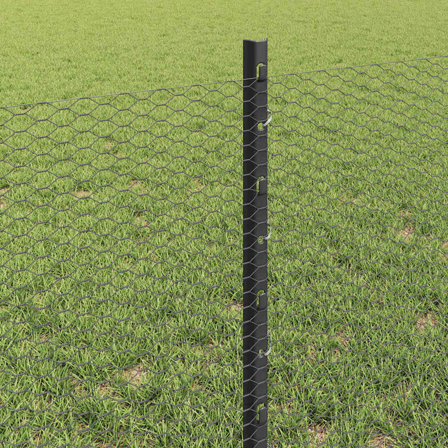 Hek met Paal Grijs 0,6 x 50 m Staal en PVC