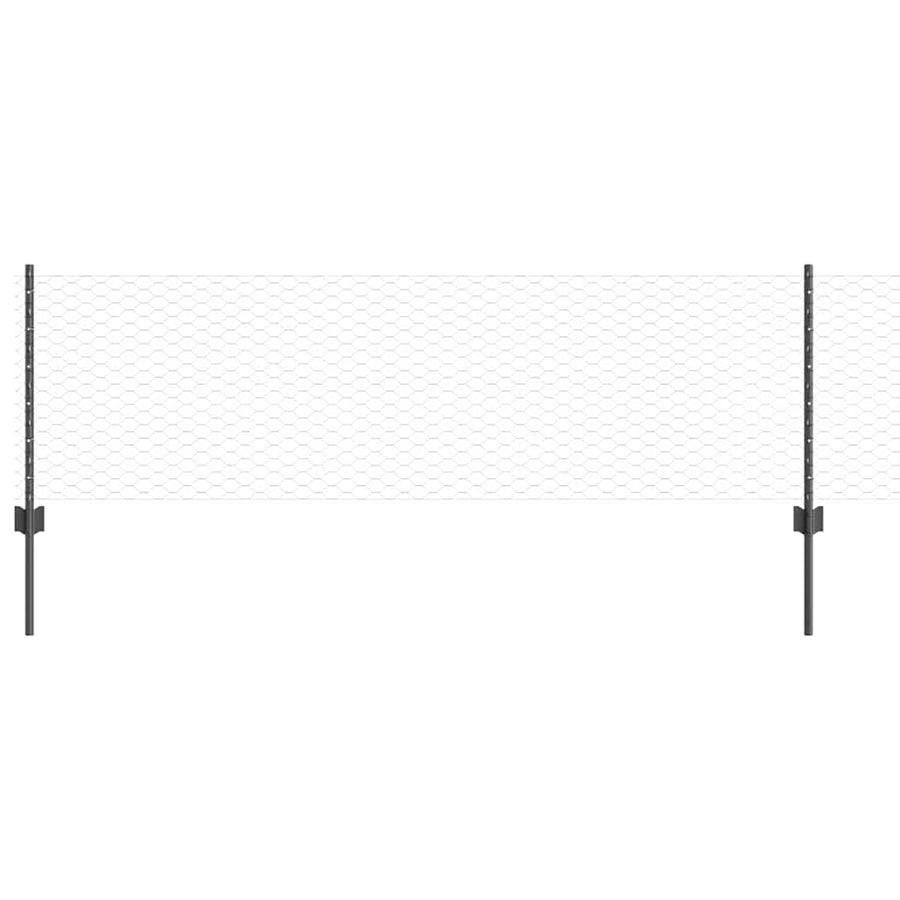 Hek met Paal Grijs 0,6 x 50 m Staal en PVC