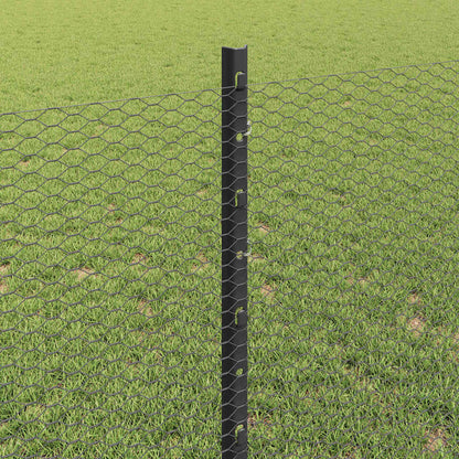 Hek met Paal Grijs 0,8 x 50 m Staal en PVC