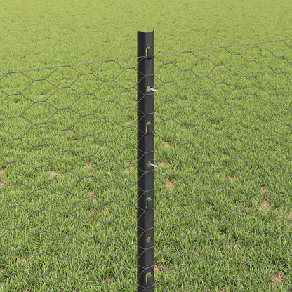 Hek met Paal Grijs 0,8 x 50 m Staal en PVC