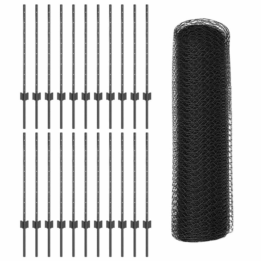 Hek met Paal Grijs 0,8 x 50 m Staal en PVC