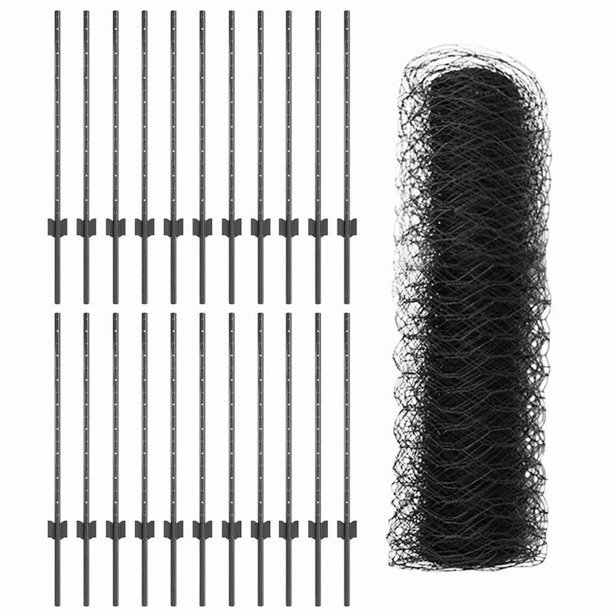 Hek met Paal Grijs 0,8 x 50 m Staal en PVC