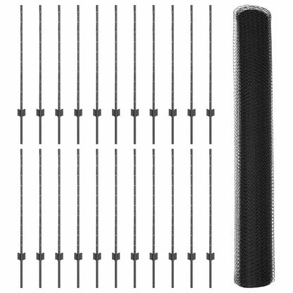 Hek met Paal Grijs 1 x 50 m Staal en PVC