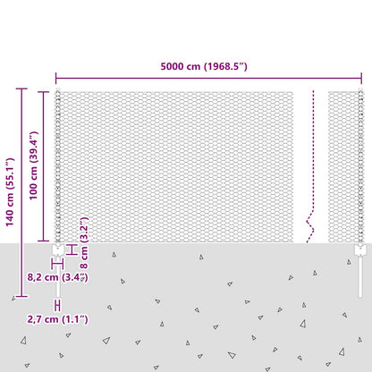 Hek met Paal Grijs 1 x 50 m Staal en PVC