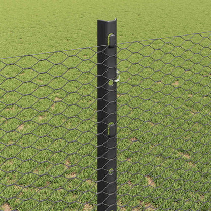 Hek met Paal Grijs 1,2 x 50 m Staal en PVC