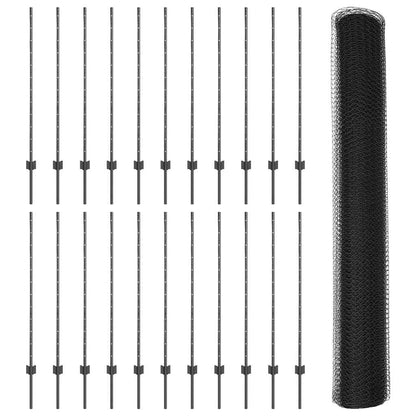 Hek met Paal Grijs 1,2 x 50 m Staal en PVC