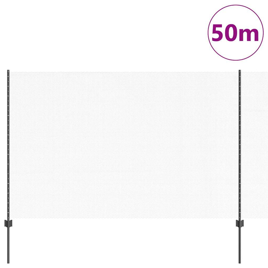 Hek met Paal Grijs 1,5 x 50 m Staal en PVC