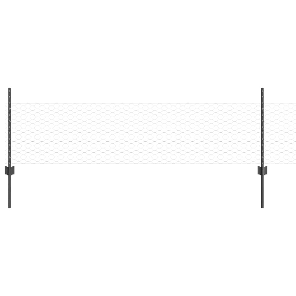 Hek Met Paal 0,5 X 100 M Staal En Pvc Grijs 100 x 0,5 m hek (3,6 cm breed gaas)