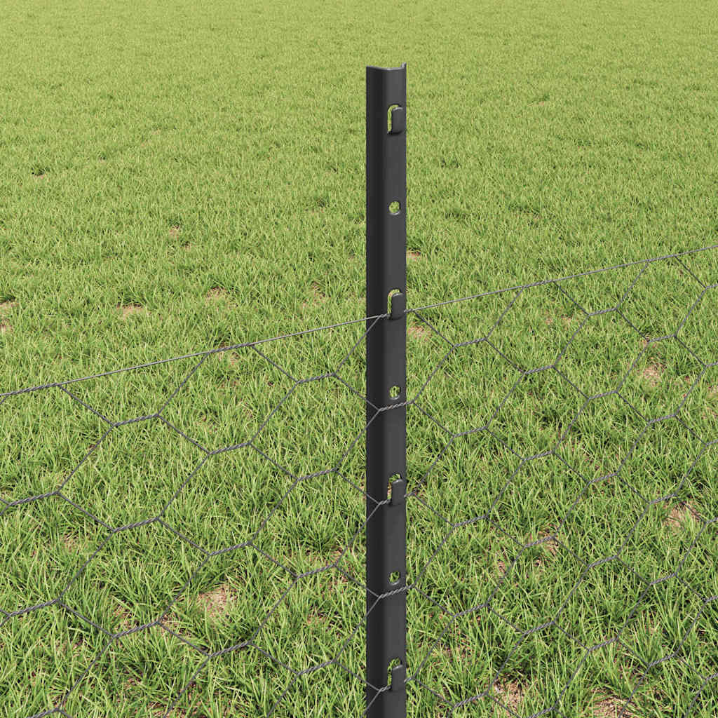 Hek Met Paal 0,5 X 100 M Staal En Pvc Grijs 100 x 0,5 m fence (5 cm breedte mazen)