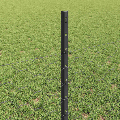 Hek Met Paal 0,5 X 100 M Staal En Pvc Grijs 100 x 0,5 m fence (5 cm breedte mazen)