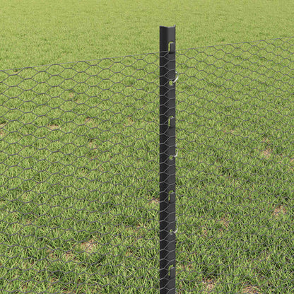 Hek Met Paal 0,6 X 100 M Staal En Pvc Grijs 100 x 0,6 m hek (1,3 cm breedte gaas)