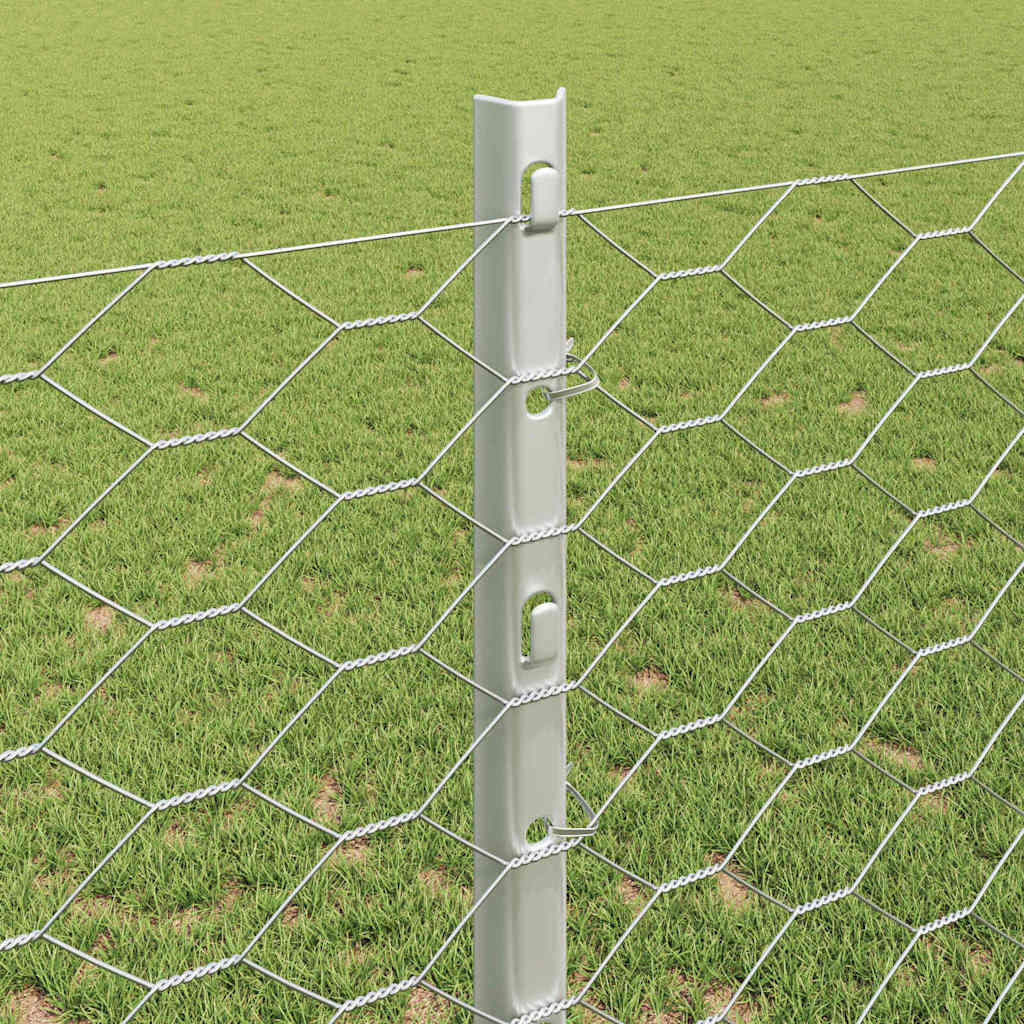 Hek met Paal Zilver 1,2 x 10 m Staal
