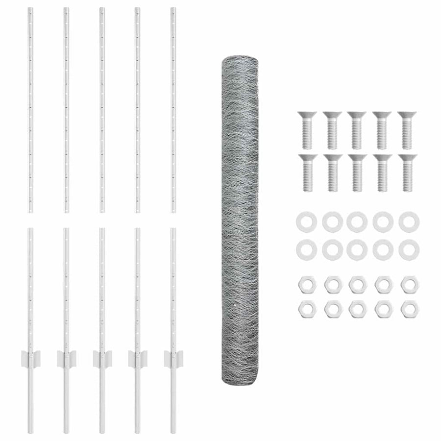 Hek met Paal Zilver 1,2 x 10 m Staal