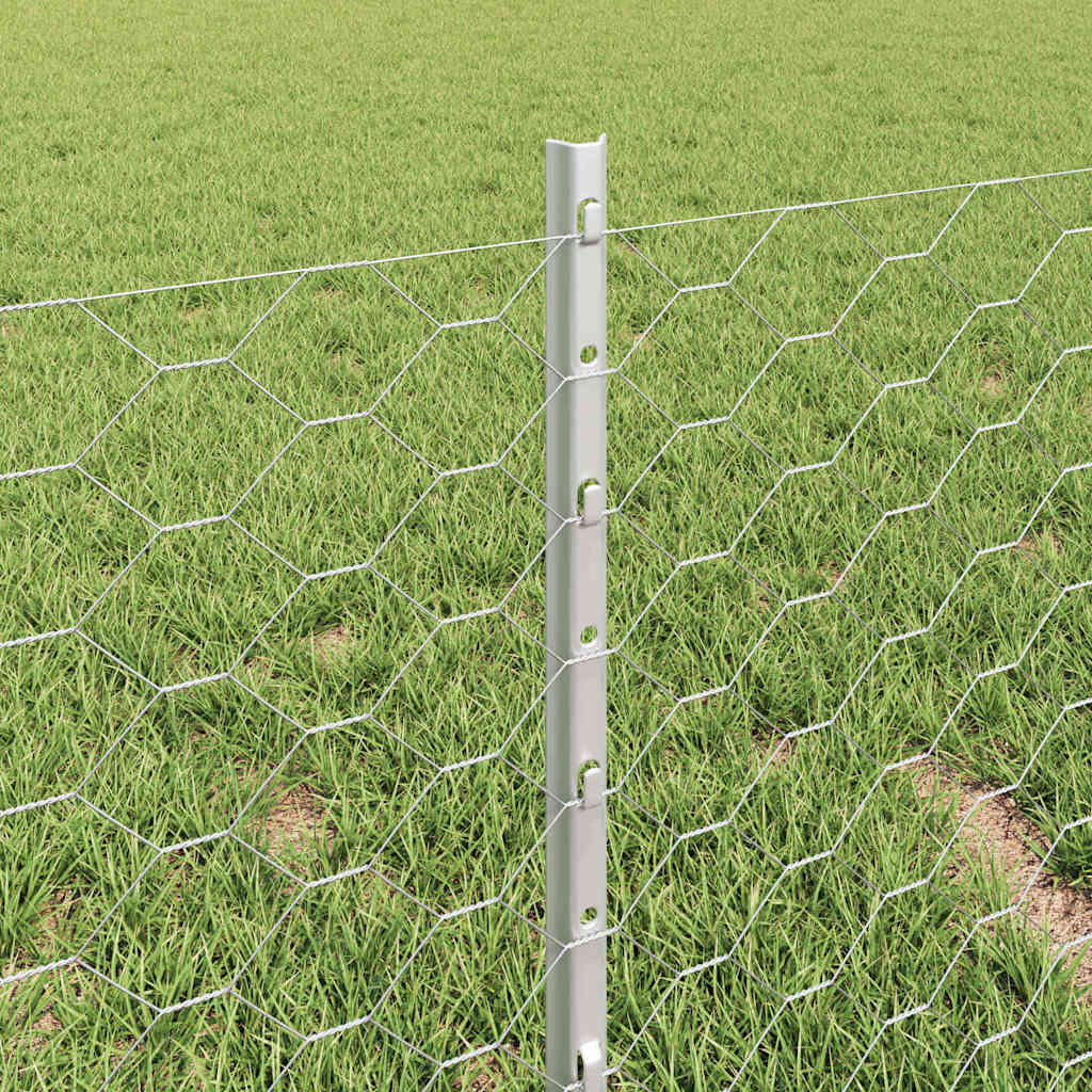Hek met Paal Zilver 0,4 x 25 m Staal