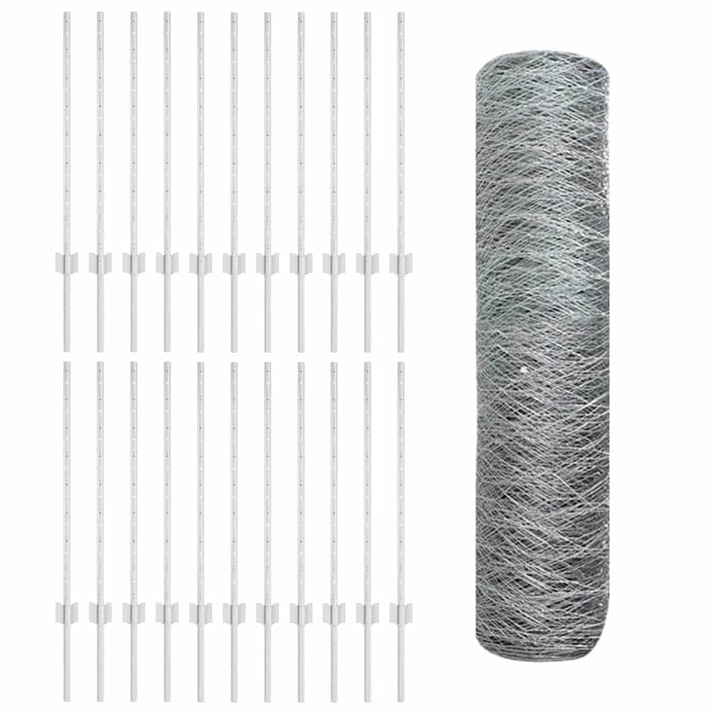 Hek met Paal Zilver 0,8 x 50 m Staal