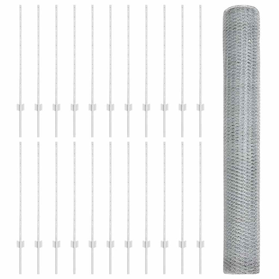Hek met Paal Zilver 1 x 50 m Staal