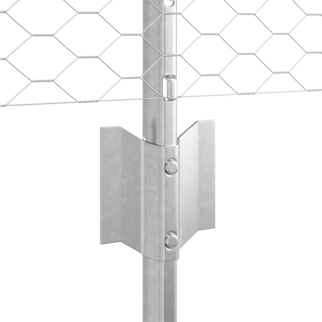 Hek Met Paal Zilver 0,6 X 100 M Staal Gegalvaniseerd Staal 100 x 0,6 m hek (1,3 cm breedte gaas)