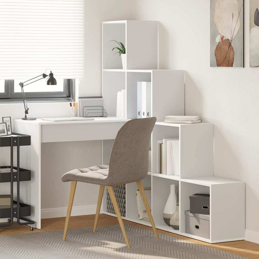 Hoekbureau met plank met opslag Wit Standaard Samengesteld hout en MDF