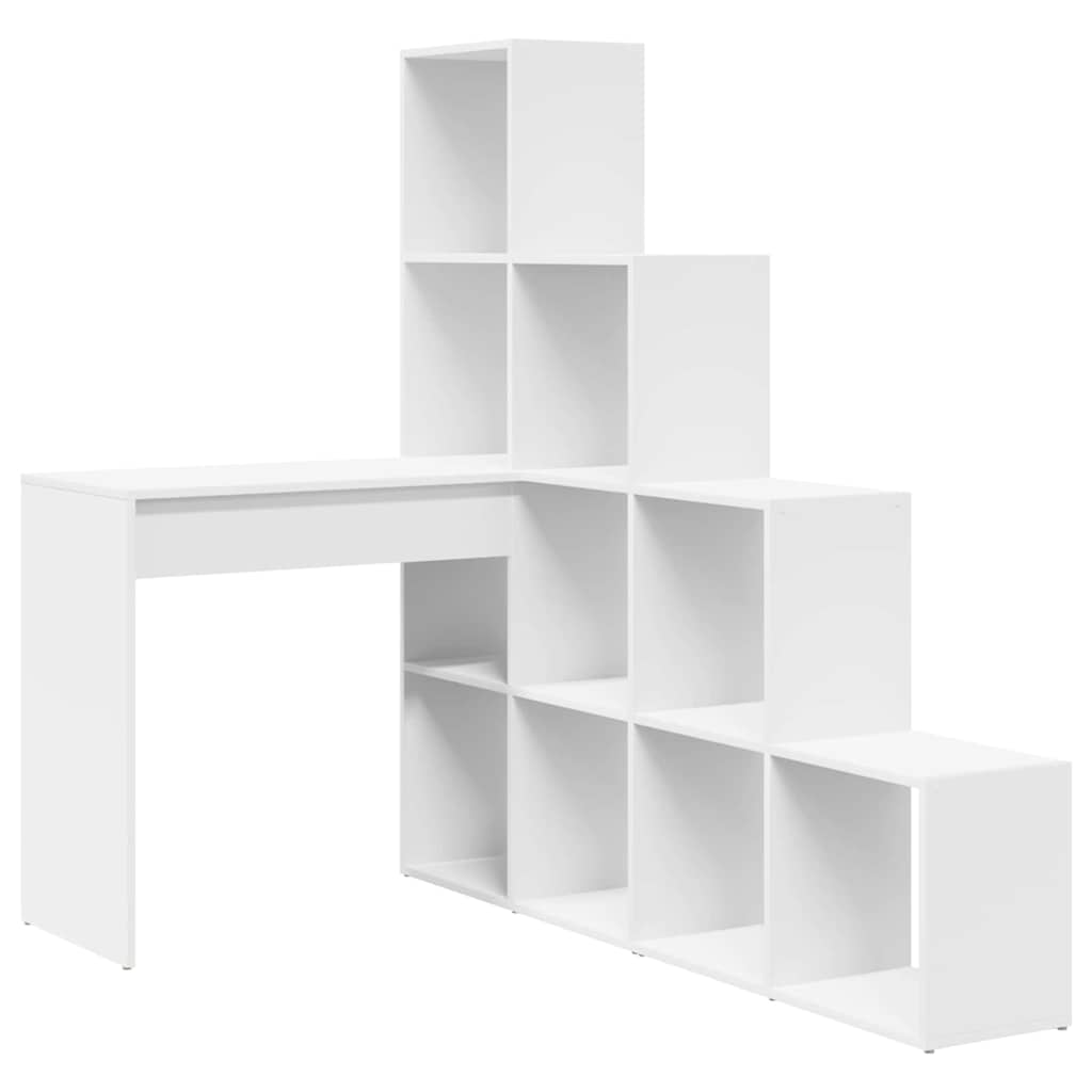 Hoekbureau met plank met opslag Wit Standaard Samengesteld hout en MDF