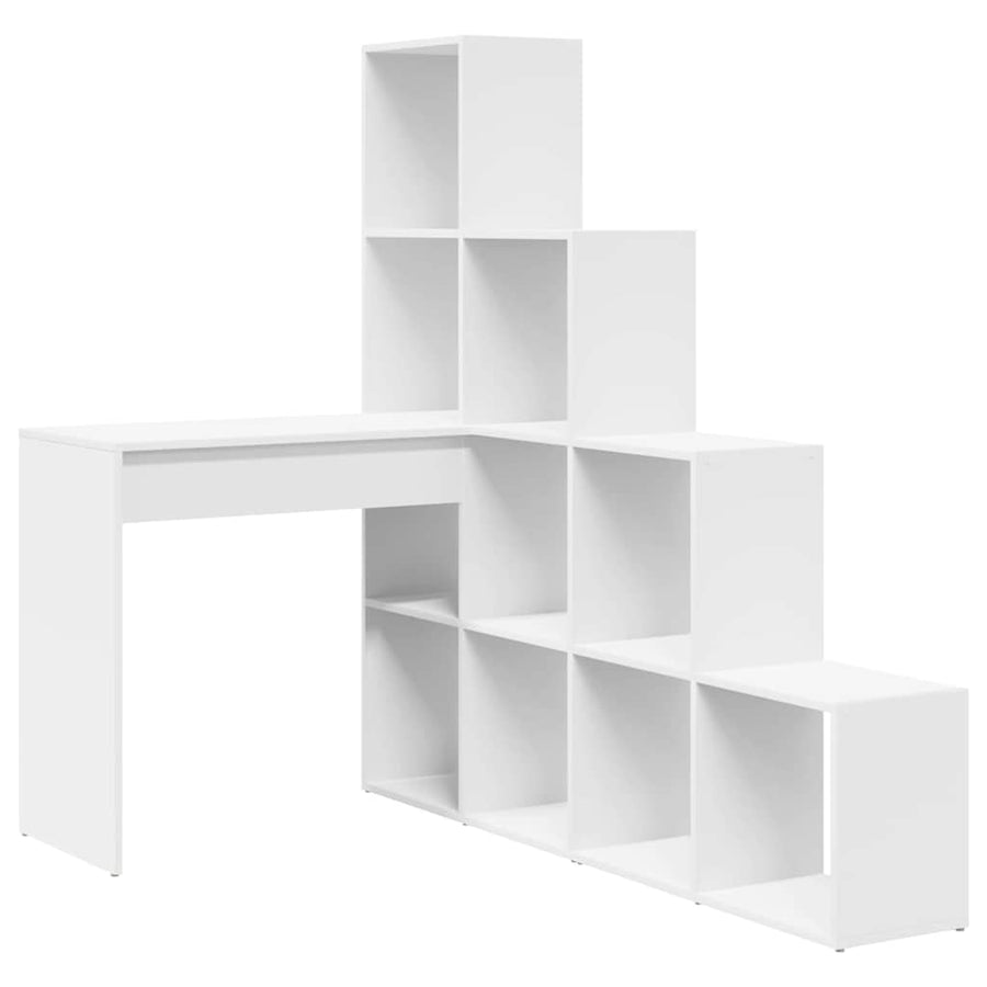 Hoekbureau met plank met opslag Wit Standaard Samengesteld hout en MDF
