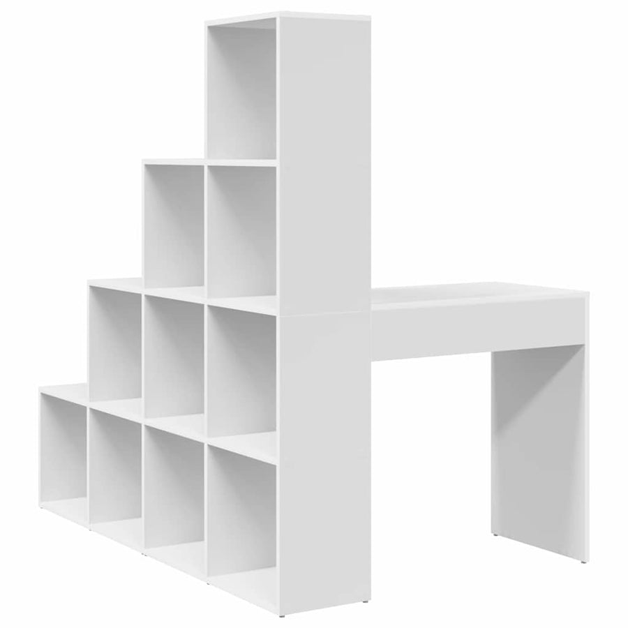 Hoekbureau met plank met opslag Wit Standaard Samengesteld hout en MDF