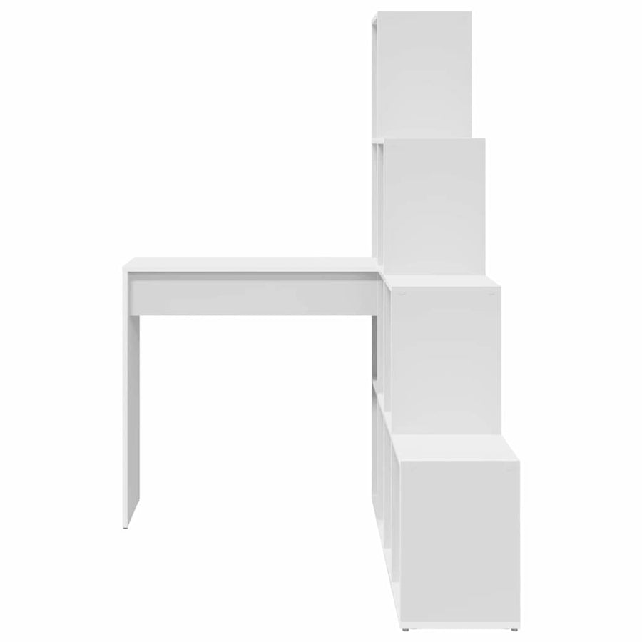 Hoekbureau met plank met opslag Wit Standaard Samengesteld hout en MDF