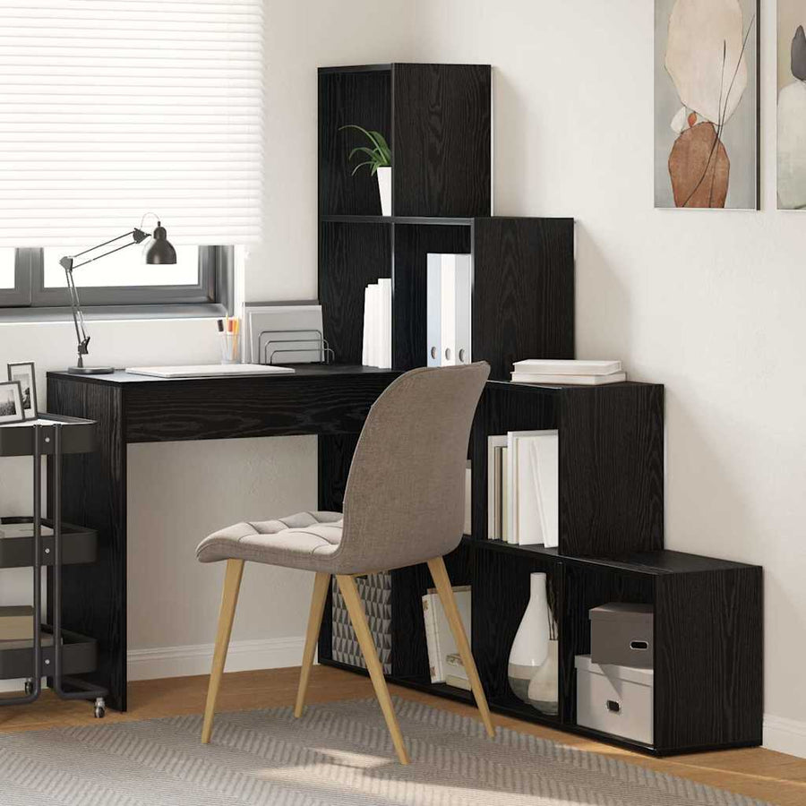 Hoekbureau met plank met opslag Zwart eiken 101,5 x 149,5 x 149,5 cm