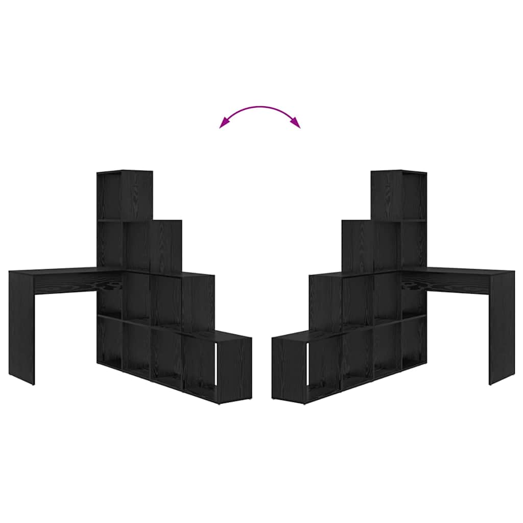 Hoekbureau met plank met opslag Zwart eiken 101,5 x 149,5 x 149,5 cm