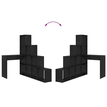 Hoekbureau met plank met opslag Zwart eiken 101,5 x 149,5 x 149,5 cm