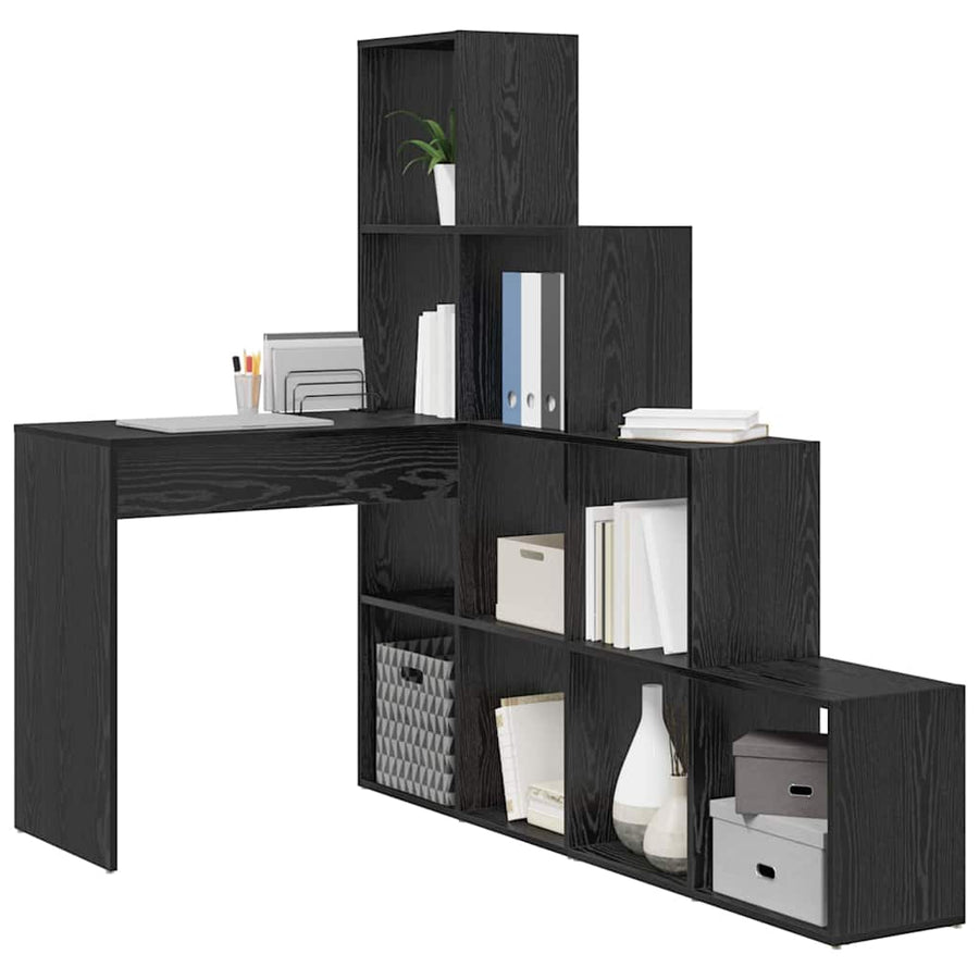 Hoekbureau met plank met opslag Zwart eiken 101,5 x 149,5 x 149,5 cm